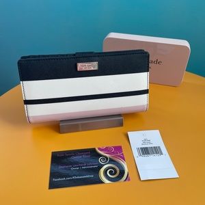 NWT Kate Spade Eden Street Stacy WLRU3280 pink/black stripe